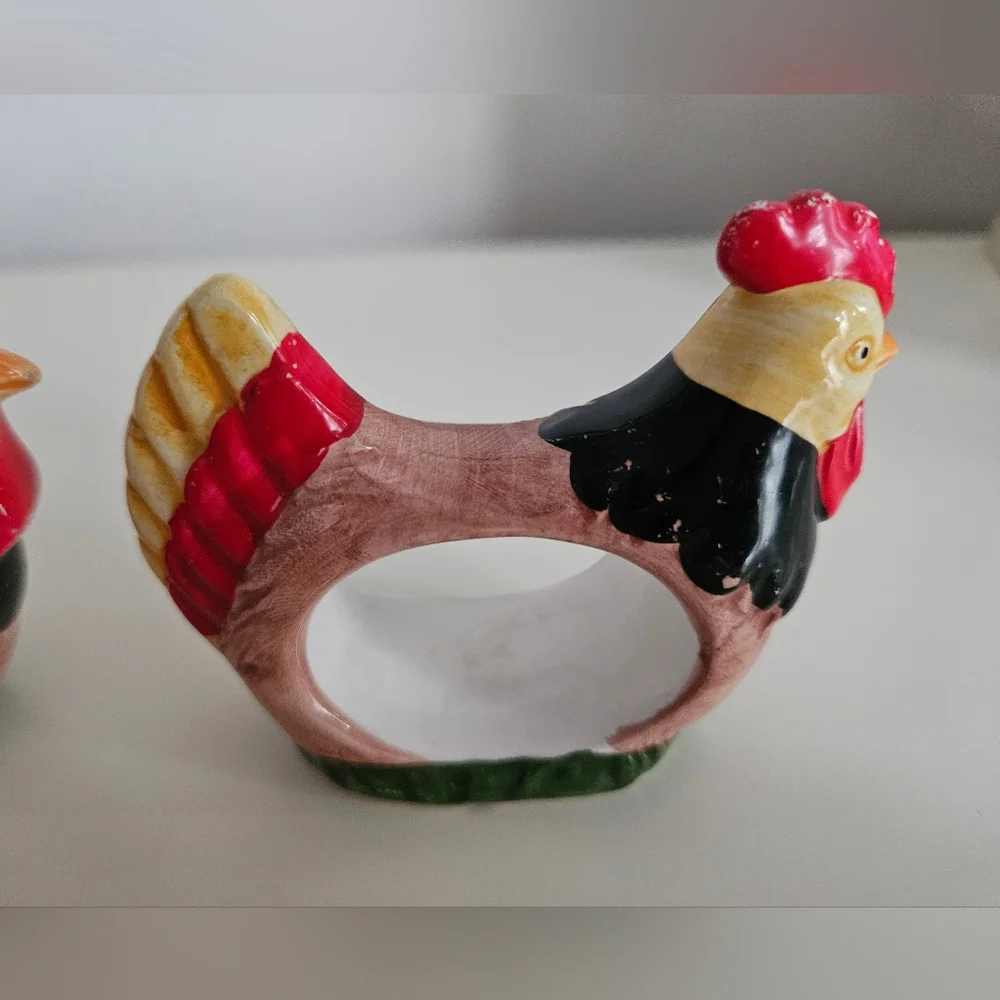Hand Painted Ceramic Hen Napkin Holders x 3